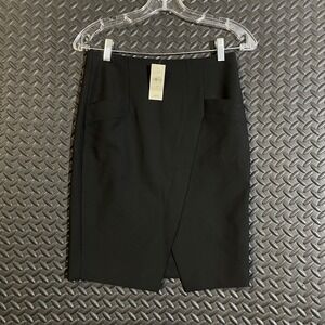 New LOFT Ann Taylor Black Pencil Skirt Midi‎ Women's Size 0P Office Wear Career